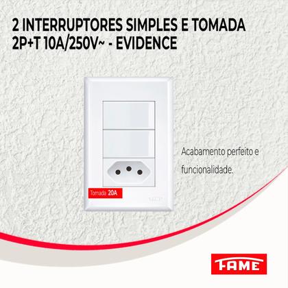 Imagem de 2 Interruptores Simples E 1 Tomada 2p+t 10a/250v Fame Kit 12