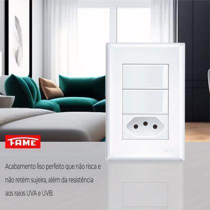 Imagem de 2 Interruptores Simples E 1 Tomada 2p+t 10a/250v Fame Kit 12