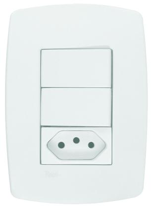 Imagem de 2 Interruptores Simples + Tomada 10a Linha Pérola Bca c/ 10