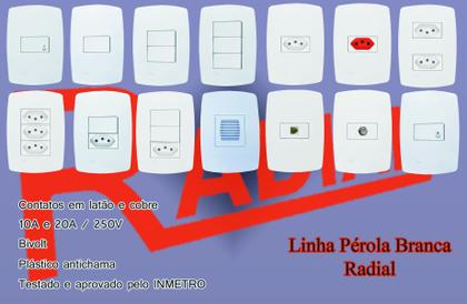 Imagem de 2 Interruptores Simples + Tomada 10a Linha Pérola Branca