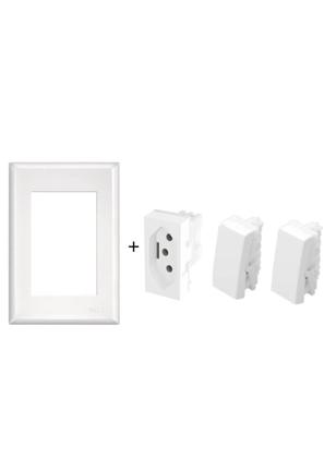 Imagem de 2 Interruptores Simples + Tomada 20A Evidence Branco Fame 2922