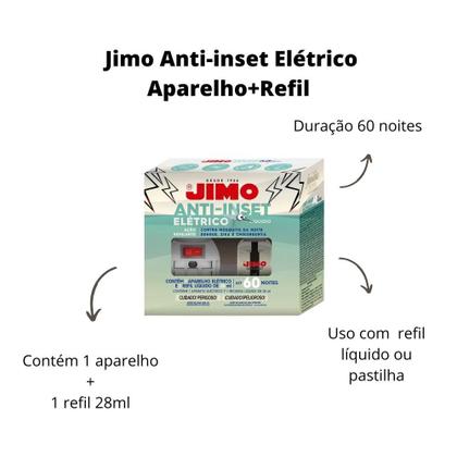 Imagem de 2 Jimo Anti Inset Aparelho Elétrico Com Refil Mata Insetos Voadores Mosquitos Pernilongos Dengue Zica Chikungunya Ambientes Internos