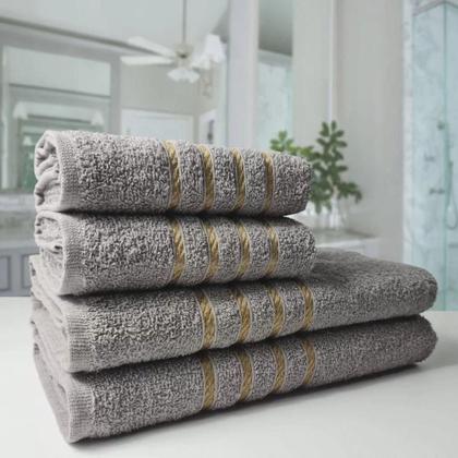 Imagem de 2 Jogos De 4 Toalhas 4 Banho 4 Rosto Montreal 100% Algodão Cinza