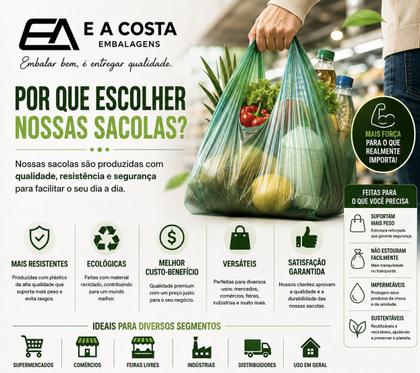 Imagem de 2 kg sacola plastica branca 60x80 reforçada reciclada grossa