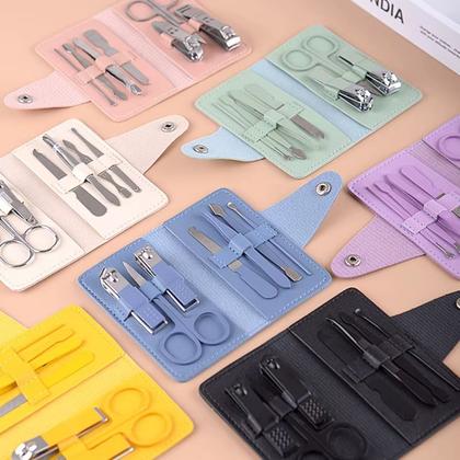 Imagem de 2 Kit Com 7 Pçs Cortador De Unhas Cutícula Pinças Espátulas Manicure