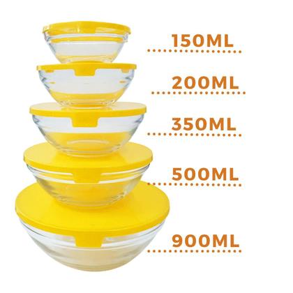 Imagem de 2 Kit de 5 Tijela de Vidro Bowl Redondo com Tampa Cor Sortida