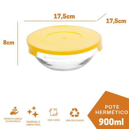 Imagem de 2 Kit de 5 Tijela de Vidro Bowl Redondo com Tampa Cor Sortida