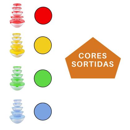 Imagem de 2 Kit de 5 Tijela de Vidro Bowl Redondo com Tampa Cor Sortida