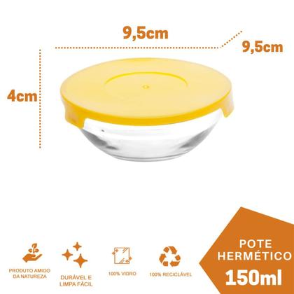 Imagem de 2 Kit de 5 Tijela de Vidro Bowl Redondo com Tampa Cor Sortida