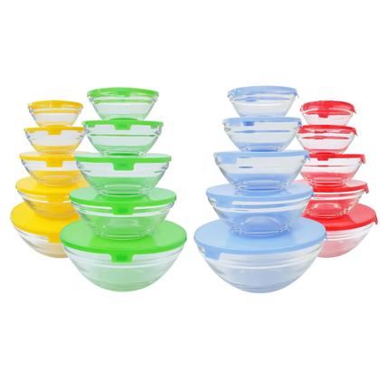 Imagem de 2 Kit de 5 Tijela de Vidro Bowl Redondo com Tampa Cor Sortida