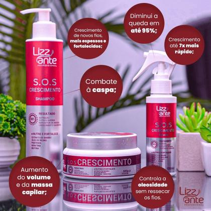 Imagem de 2 Kit SOS Crescimento Capilar Acelerado Combate Queda de Cabelo Calvicie Alopecia
