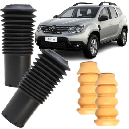 Imagem de 2 Kits Batente + Coifa Traseiro Renault Duster 4x2 Após 2010