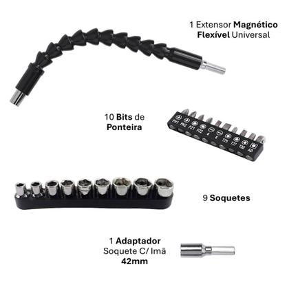 Imagem de 2 Kits Eixo Extensor Flexível Universal Bits Soquetes Goal Tools Para Furadeira e Parafusadeira