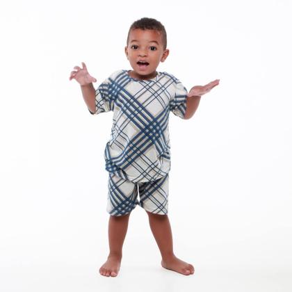 Imagem de 2 kits Pijamas ou conjunto Fifico modas xadrez e azul