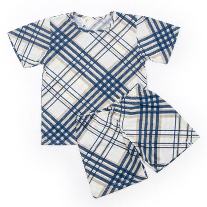 Imagem de 2 kits Pijamas ou conjunto Fifico modas xadrez e azul