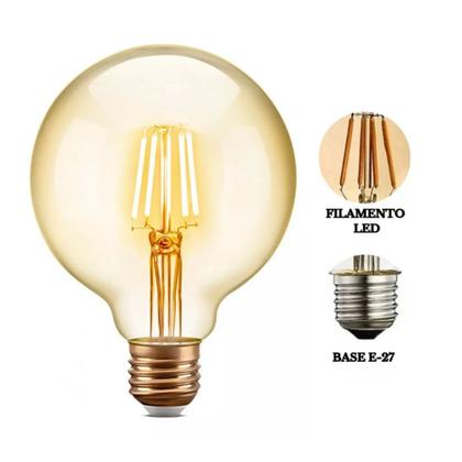 Imagem de 2 Lâmpadas Filamento de Led Retrô G95 4w 127v 220v Vintage 2400K Amarelo Âmbar