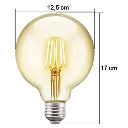 Imagem de 2 Lâmpadas Vintage Filamente Led Decorativa Retrô Vintage Âmbar Globo G125 4W 320LM Gmh Trade