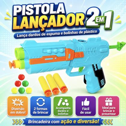 Imagem de 2 Lançador de Bolinhas +56 Dardos que Grudam Nerf Brinquedo