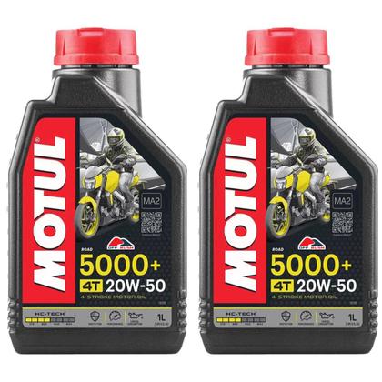 Imagem de 2 Litros Óleo De Motor Motul 5000+ 4t 20w50 Semi Sintético Honda Suzuki Yamaha Sundown Haojue Shineray Dafra