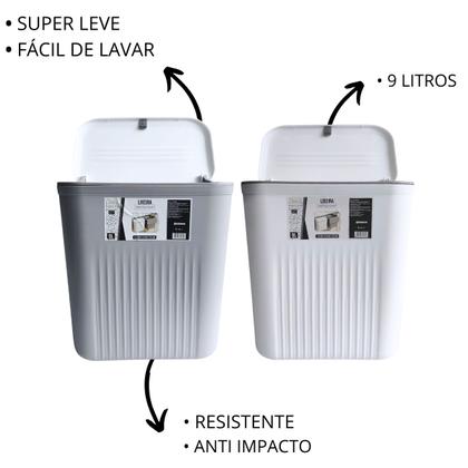 Imagem de 2 Lixeiras Suspensa Com Suporte De Pendurar Cozinha 9 Litros