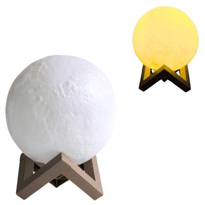 Imagem de 2 Luminária Lua Cheia 3d Led Abajur Com Suporte Sem Fio 15cm