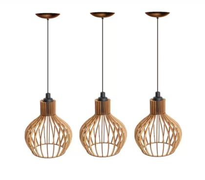 Imagem de 2 Luminárias de Teto Cor Natural Decorativa Pendente Vegas com Fiação