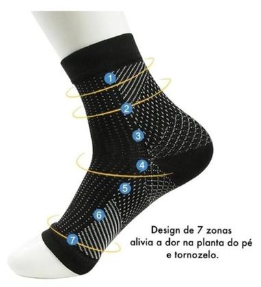 Imagem de 2 Meias Compressão Preta G Corrida Tensor Tornozelo Dor Top