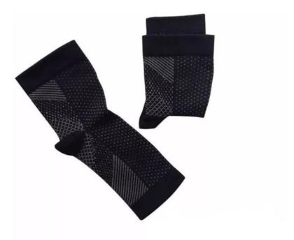 Imagem de 2 Meias Compressão Preta G Corrida Tensor Tornozelo Dor Top