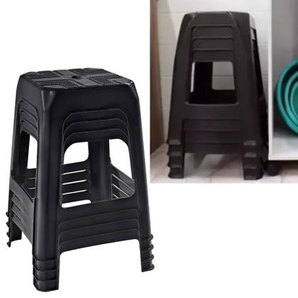 Imagem de 2 Mesas Quadradas Dobráveis 80x72cm Preta + 8 Banquetas Empilháveis