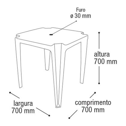Imagem de 2 Mesas Quadradas Plástico Monobloco 70cm Preta + 8 Cadeiras Dobráveis