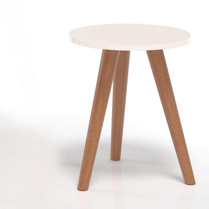 Imagem de 2 Mesas Tampo De MDF Branco Pés Palito 44cm Altura