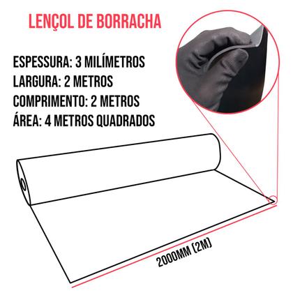 Imagem de 2 Metros de Lençol de Borracha Sem Lona 3,2mm x 2000mm Borrachas Londrina
