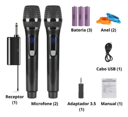 Imagem de 2 Microfone Sem Fio Duplo Profissional Uhf Karaoke Igreja - Kapbom