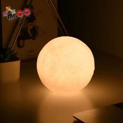 Imagem de 2 Mini Luminária Lua Cheia 3d Abajur Led Relevo 10cm - Mr.cc