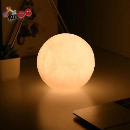Imagem de 2 Mini Luminária Lua Cheia 3d Abajur Led Relevo 10cm - Mr.cc