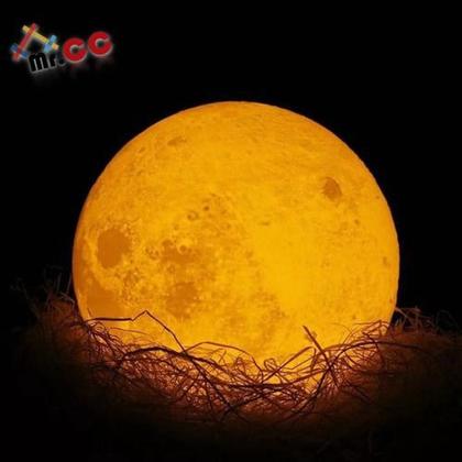Imagem de 2 Mini Luminária Lua Cheia 3d Abajur Led Relevo 10cm - Mr.cc
