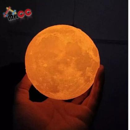 Imagem de 2 Mini Luminária Lua Cheia 3d Abajur Led Relevo 10cm - Mr.cc