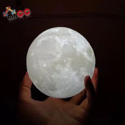 Imagem de 2 Mini Luminária Lua Cheia 3d Abajur Led Relevo 10cm - Mr.cc