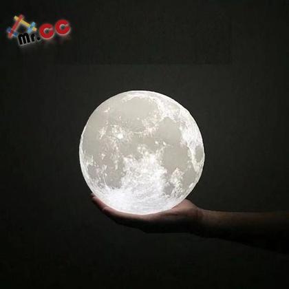 Imagem de 2 Mini Luminária Lua Cheia 3d Abajur Led Relevo 10cm - Mr.cc