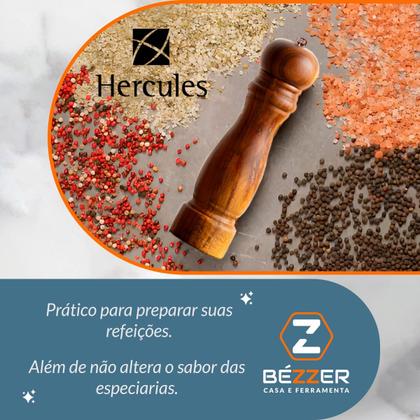 Imagem de 2 Moedores de Sal e Pimenta Especiarias 15 e 20cm Hercules Madeira Premium Base inox Gourmet