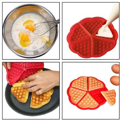 Imagem de 2 Moldes Waffles Coração Silicone Forma Assadeira Air Fryer