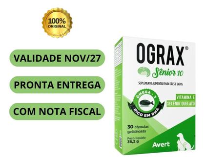 Imagem de 2 Ograx Senior 10 Suplemento Alimentar Cães Cão Gatos 30 Cap
