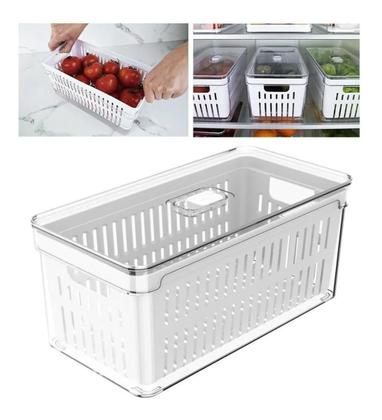 Imagem de 2 Organizadores De Geladeira 5L Acrílico Com Cesta