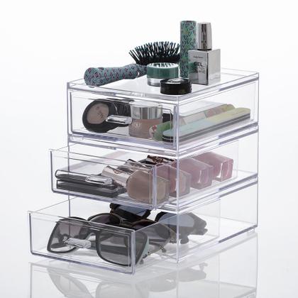 Imagem de 2 Organizadores Maquiagem Gaveta Multiuso Caixa Acrílico