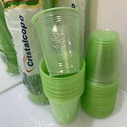 Imagem de 2 Pacotes de Copo de 180ml Biodegradável Translúcido Cristalcopo com 100 unidades