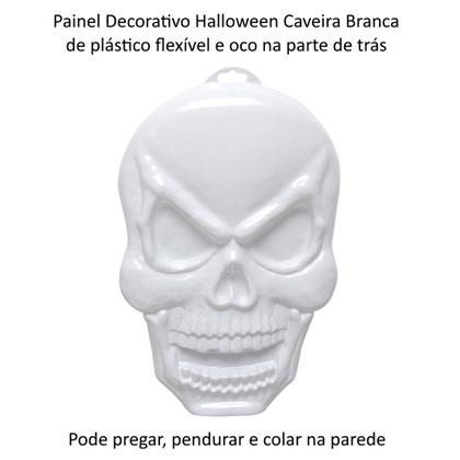 Imagem de 2 Painéis Caveira Branca Decoração Halloween Dia dos Mortos Bruxas Pendurar Parede
