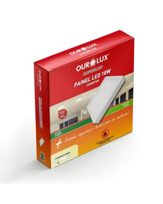 Imagem de 2 Painel Led Ourolux Sobrepor Quadrado Antiamarelamento 18w 2700k Bivolt