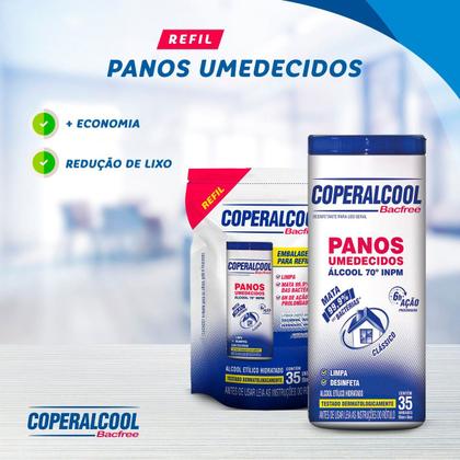 Imagem de 2 Pano Umedecido Álcool 70 Refil Com 35 Un Cada Coperalcool