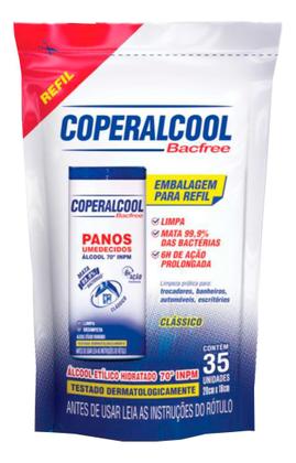 Imagem de 2 Pano Umedecido Álcool 70 Refil Com 35 Un Cada Coperalcool