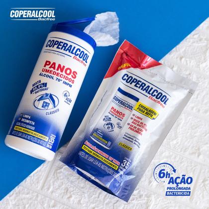Imagem de 2 Pano Umedecido Álcool 70 Refil Com 35 Un Cada Coperalcool